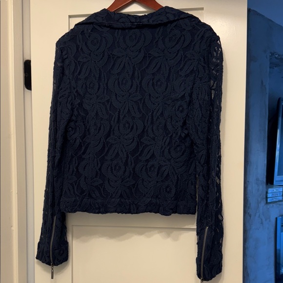 INC International Concepts Navy Lace Bomber Jacket - Picture 6 of 6